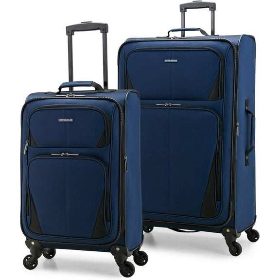 U.S. Traveler Aviron Bay Expandable Softside Luggage Set with Spinner Wheels, Navy, 2-Piece (23/31)