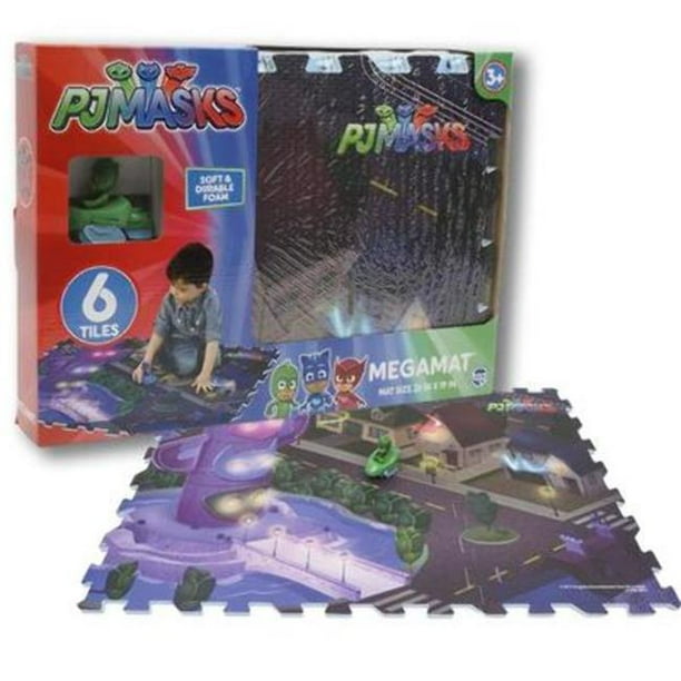JamN' Products 6 Piece Tile Mega Floor Mat with Vehicle, PJ Masks