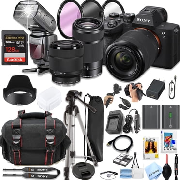 Sony a7 IV Mirrorless Digital Camera with 28-70mm   55-210mm Lenses   128GB SD Card and More