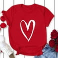 thumbnail image 2 of B91xZ Hauts à Manches Courtes pour Femmes Imprimé Col en V T-Shirt Blouses, Rouge TG, 2 of 5