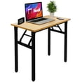 thumbnail image 1 of SOGES 31.5 inches Folding Desk No Assembly Sturdy Small Writing Desk for Small Spaces, Teak & Black, 1 of 7