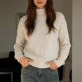 thumbnail image 2 of XIYON Sweaters for Women Elegant Turtleneck Pullover Sweater Fall Winter Color Block Thickened Loose Outerwear Sweater, 2 of 5