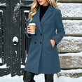 thumbnail image 3 of Yotami Wool Blend Coats for Women Winter Casual Double-Breasted Coats with Pocket, Lapel Mid-Length Overcoats Plus Size Outerwear L, 3 of 3