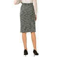 thumbnail image 3 of INSPIRE CHIC Women's Tweed Skirt High Waist Elegant Work Office Midi Pencil Skirts 2XL Black, 3 of 5