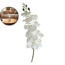 Dvruxg Artificial Orchid Flower 9 Large Petals Realistic Faux Orchid Stems Fake Flower for Wedding Home Arrangement(White)