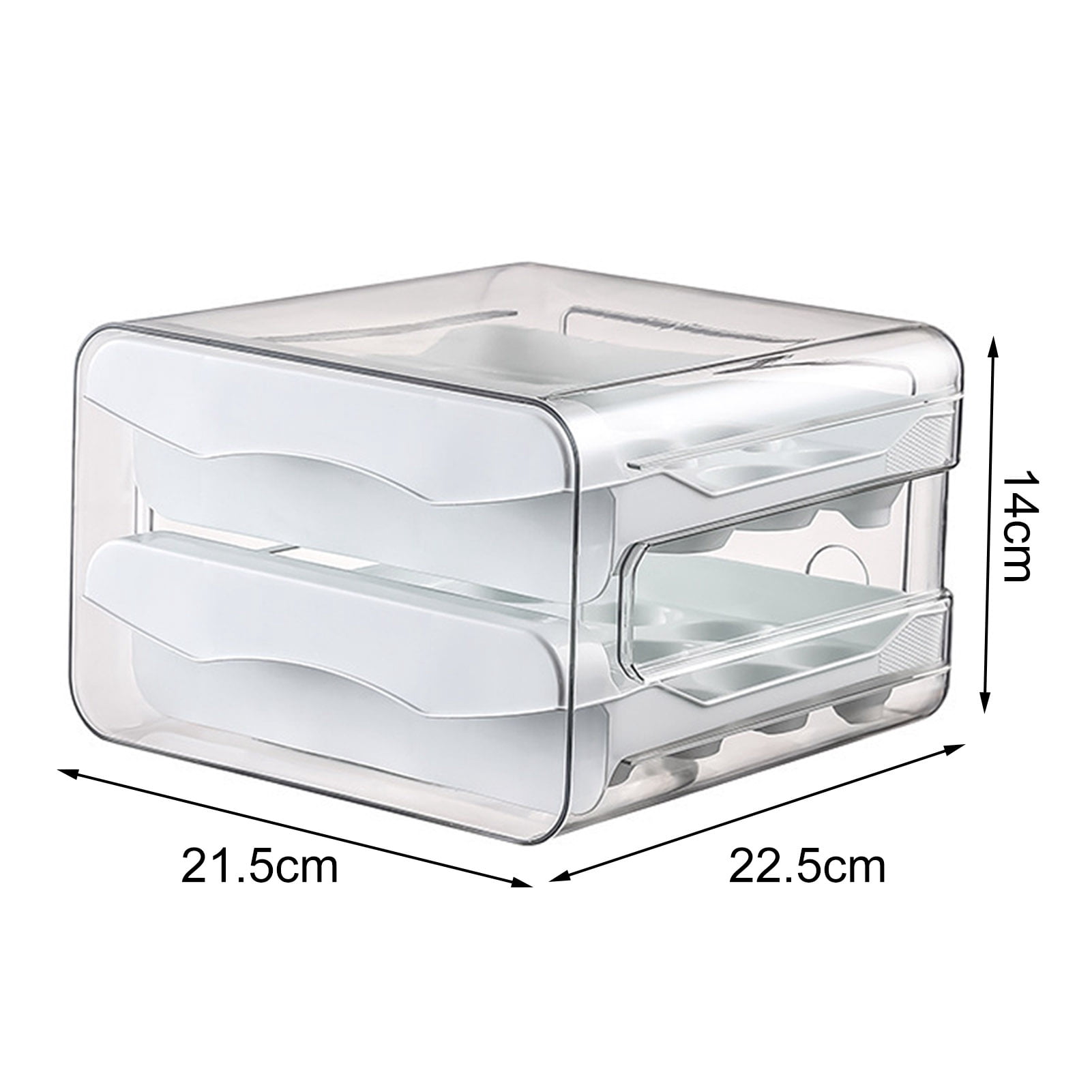 KMSS Egg Dispenser Holder Kitchen Fridge Egg Container Double Layers Transparent Pull Out Drawer Egg Storage Bins Holds 32 Large Eggs