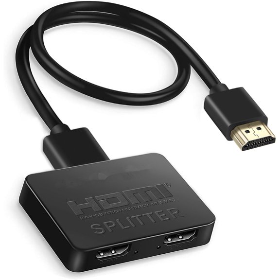 HDMI Splitter 1 in 2 out [with 4 ft HDMI cable] Not for Expansion Mode - 4K 1x2 HDMI Splitter 1 to 2 for 3D 1080P@60Hz, copying 1 source to 2 displays simultaneously