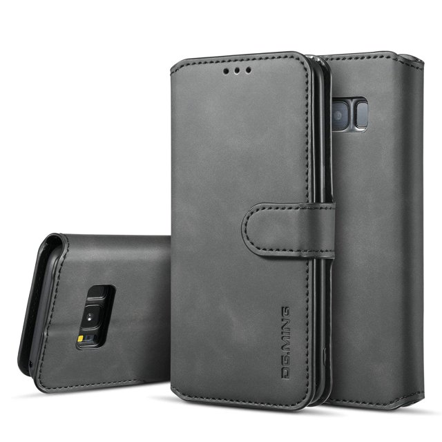 Funda para Celular UEEBAI Galaxy S8 Plus Cartera de Cuero PU Negra