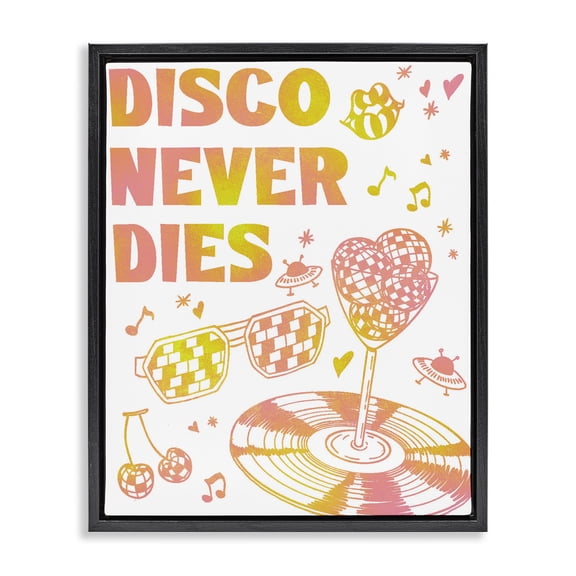 Stupell Industries Eclectic Disco Never Dies Black Floating Frame Canvas Art, 17 x 21, by Ziwei Li