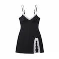 thumbnail image 6 of Qzwdhjm Womens Nightgown Lace Trim Spaghetti Strap Tank Nightgowns with Slit Side V Neck Sleeveless Dressy Casual Sleepdress, 6 of 6