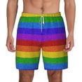 thumbnail image 2 of Goofa Colorful Glitter Rainbow Printed Men's Swim Trunks Board Shorts Quick Dry Mens Swimming Trunks with Compression Liner,Breathable Fit Hawaii Beach Shorts-Small, 2 of 9