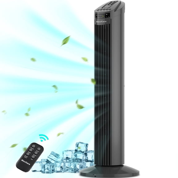MaxKare 30in Tower Fan 70 Oscillating Cooling Fan with Remote Control, 7.5H Timer, Gray