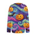 thumbnail image 4 of Halloween Cardigan Sweaters for Women Novelty Halloween Pumpkin Womens Cardigan Sweaters Knit Button Down Cropped Long Sleeve Fall Fashion Plus Size Cardigan Outwear Purple Pink 5XL, 4 of 6