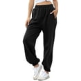 thumbnail image 4 of 2026 Petite Sweatpants for Women Baggy Drawsting High Waisted Wide Leg Sweat Pants Casual Workout Joggers with Pockets Black L, 4 of 6