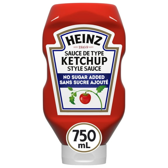 Heinz Tomato No Sugar Added Ketchup, 750 mL Squeeze Bottle