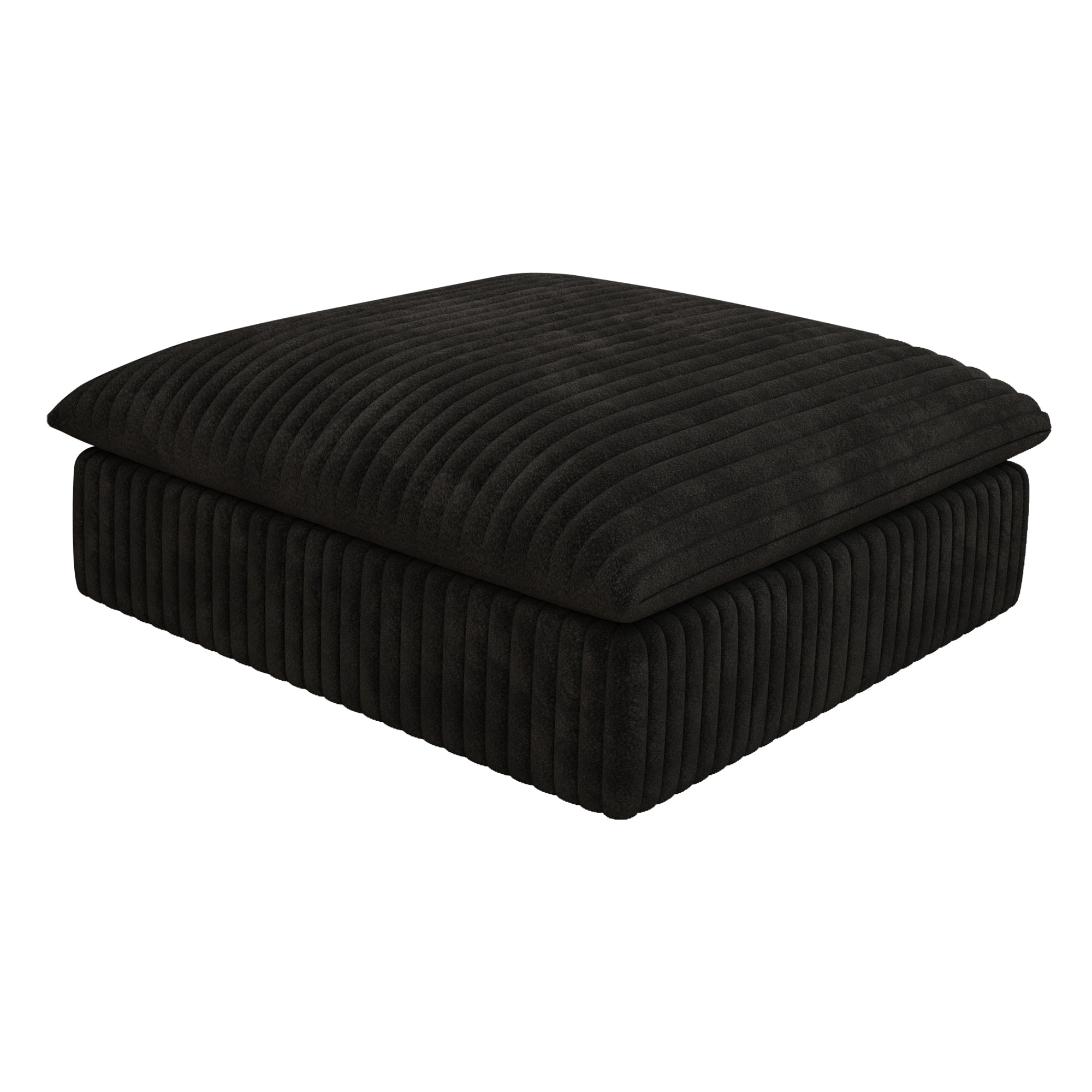 MAYEERTY Cloud Sofa Black Corduroy Deep Seat Double-Layer Removable Cushion No Assembly Multi-Rooms