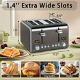 thumbnail image 3 of 2 4-Slice Stainless Steel Toaster, LCD Display, 6 Shade Settings, 1.5'' Extra Wide Slots, Dual Control, Bagel Defrost Reheat, Removable Crumb Tray, 1500W, Dark Metallic, 3 of 14