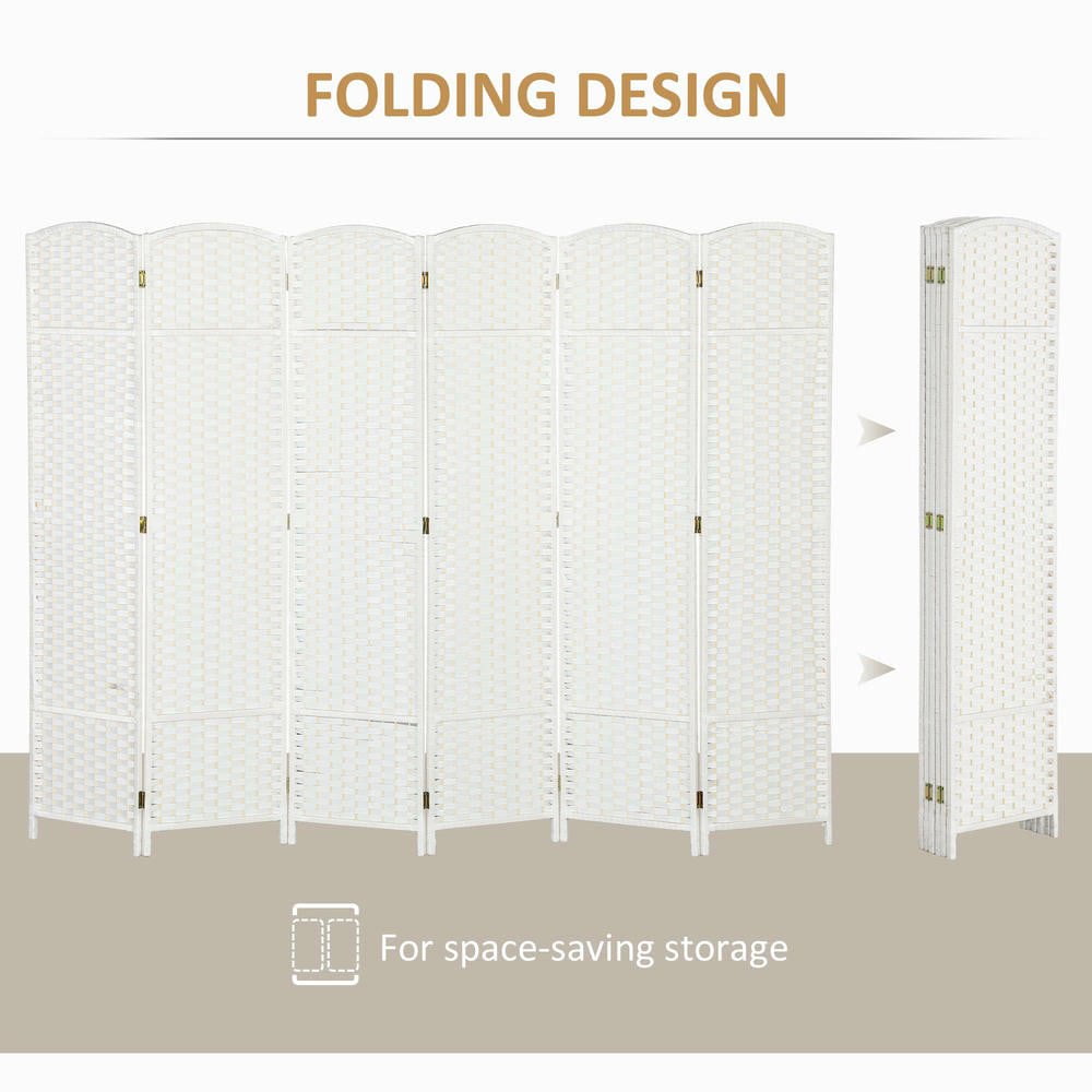 Resenkos 5.6ft Folding Room Divider Screen - 6-Panel Freestanding Privacy Partition for Home Office, White