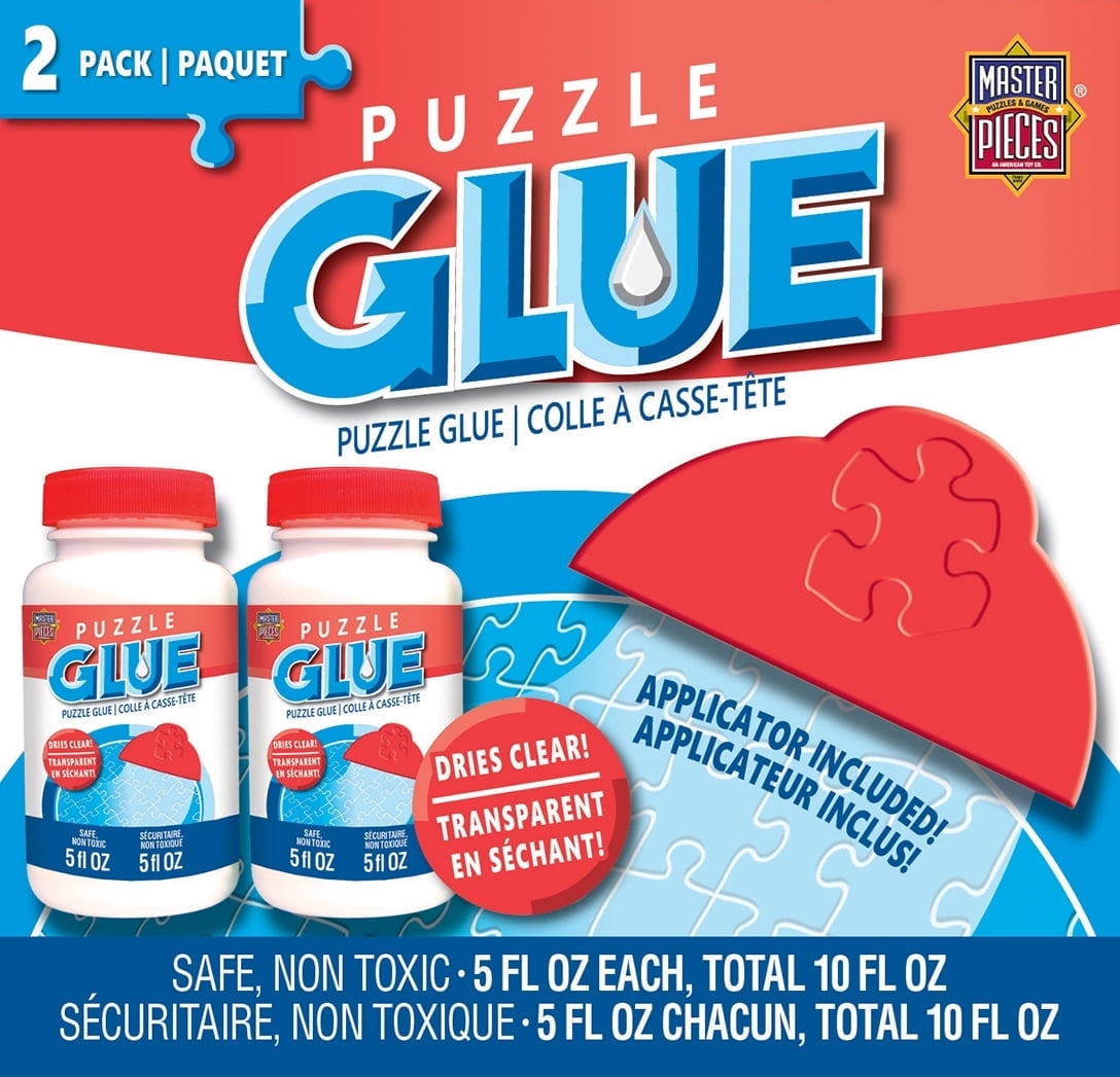 (2 pack) MasterPieces Puzzle Glue with Applicator, Quick Dry Clear Finish Glue for Jigsaw Puzzles, 5 fl oz, 2-Pack