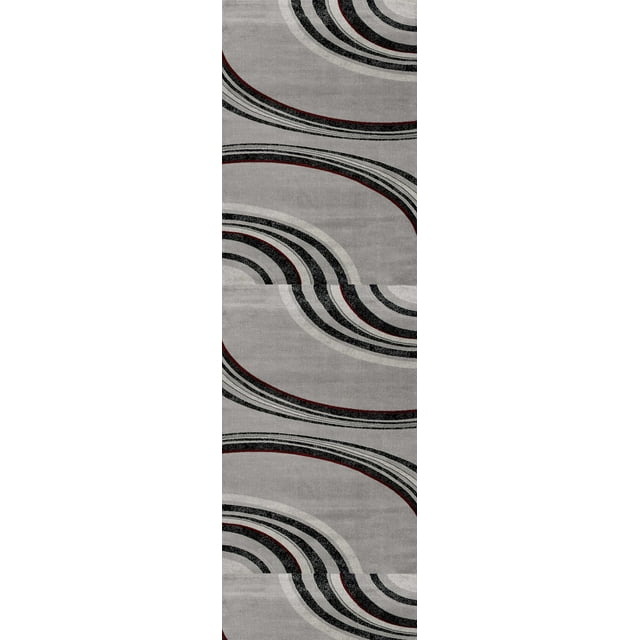 Rug Branch Montage 2' x 9' (Exact Size: 2'3" x 9') Abstract Indoor Runner Rug, Grey Black, Lines - Entryway, Hallway, Bathroom, and Kitchen