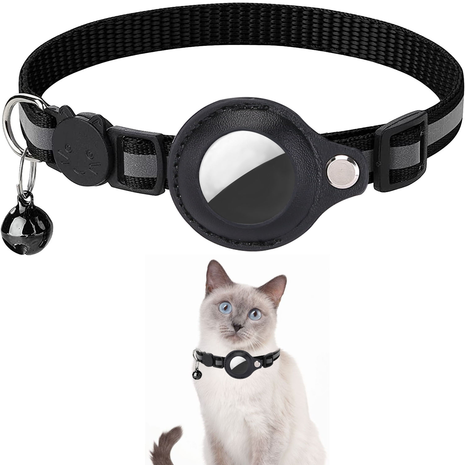 Percen Reflective AirTag Cat Collar with Breakaway Buckle photo 1