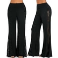 thumbnail image 1 of ICHUANYI Clearance Fashion Womens High Waist Lace Insert Wide Leg Pants Leggings Loose Trousers(Black, M) ICHUANYI WER2023081203734, 1 of 8