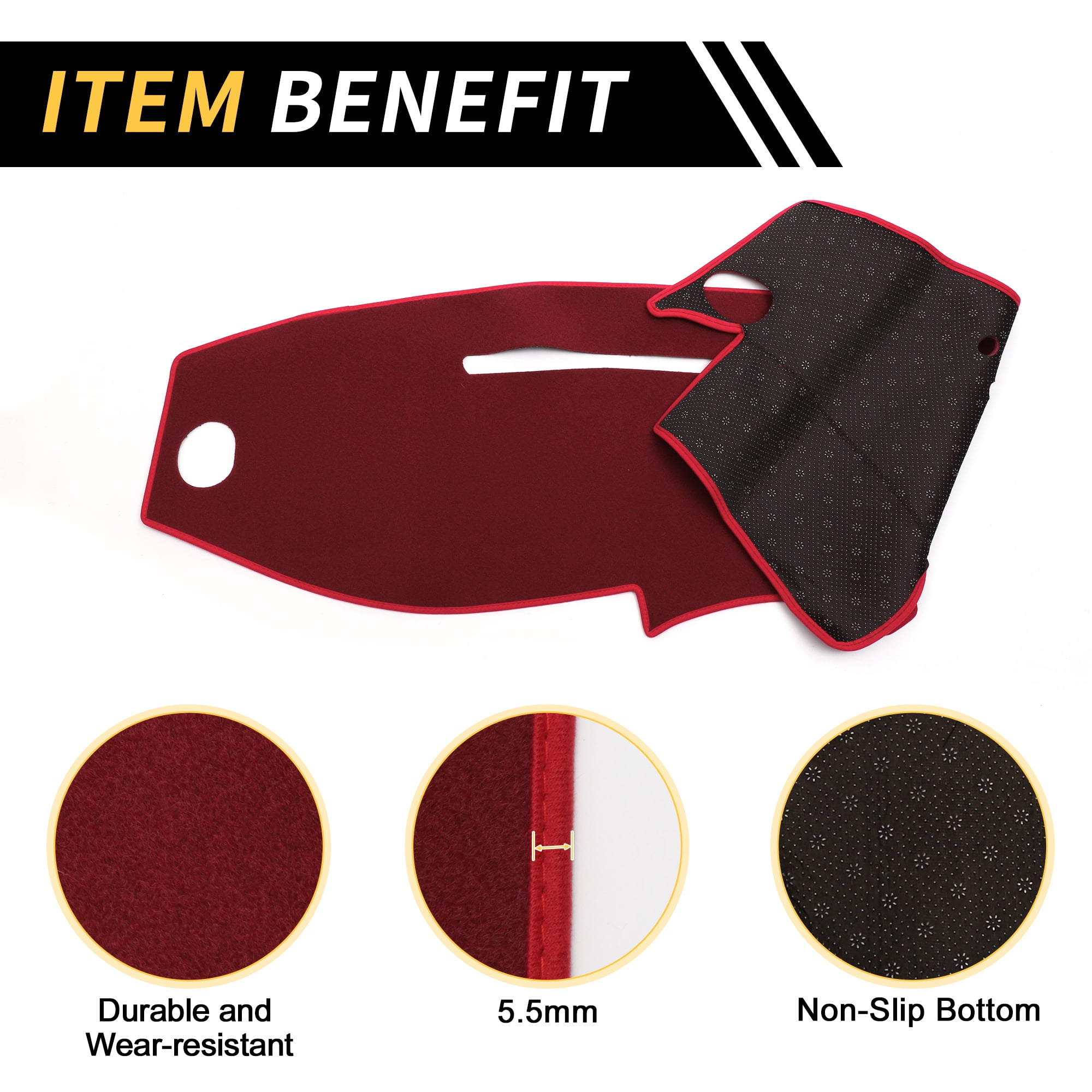 Unique Bargains Dash Cover for Ford for Ranger 1995-2011 Dash Board Mat Non-Slip Dash Cover Mat Pad Polyester Center Console Dashboard Cover Pad Carpet Wine Red