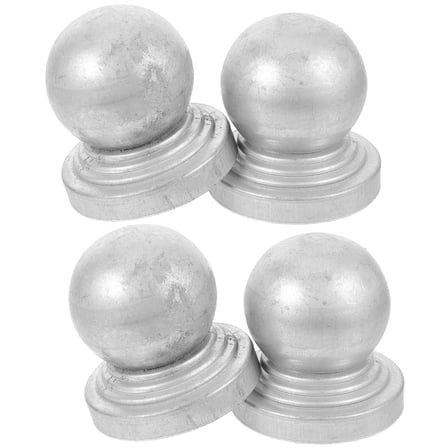 ibasenice 4pcs Fence Post Round Caps Galvanized Iron Silver Decorate Fence Posts for Yard 3.7x3.3in