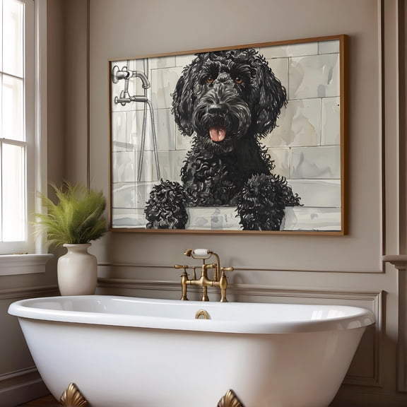 Black Golden Doodle Bathroom Wall Art, Golden Doodlebathroom Art, Dog Bathroom Poster, , Black Doodle Wall Art, S182 UNFRAMED Poster, Wall Art for Decor, Present, 8x12