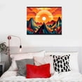 thumbnail image 4 of Nawypu  Abstract Sun Scenery Canvas Wall Art of Mountain Sunrise Sunset Red Yellow Nature Landscape Wall Decor Modern Artwork for Living Room Bedroom 20x16 inch, 4 of 4