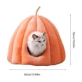 thumbnail image 4 of Pumpkin Cat Cave Bed, Enclosed Soft Faux Fur Cat House with Removable Cushion, Warm Cozy Pet Bed for Indoor Cats, 20x20x16 Inches, 4 of 4