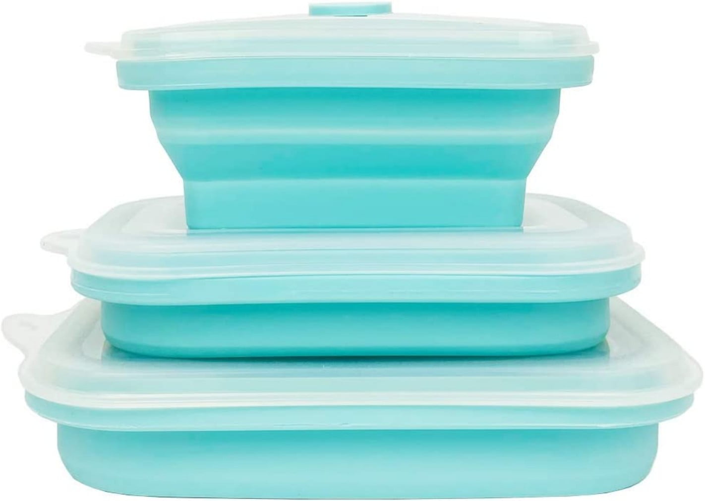 Set of 3 Silicone Collapsible Food Storage Containers with Lids, Happon