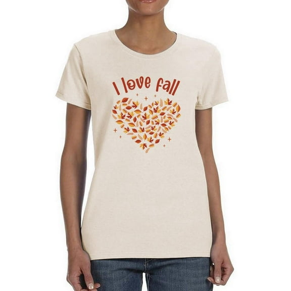 I Love Fall. Heart W Leaves T-Shirt Women -Smartprints Designs, Female Medium