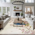 thumbnail image 3 of 5'x8' Area Rugs, Birds Floral Indoor Outdoor Area Rug for Living Room Bedroom, Farmhouse Vintage Pink Flower Leaf Washable Bathroom Rugs Kitchen Floor Carpet Mats Home Decor Aesthetic, 3 of 8