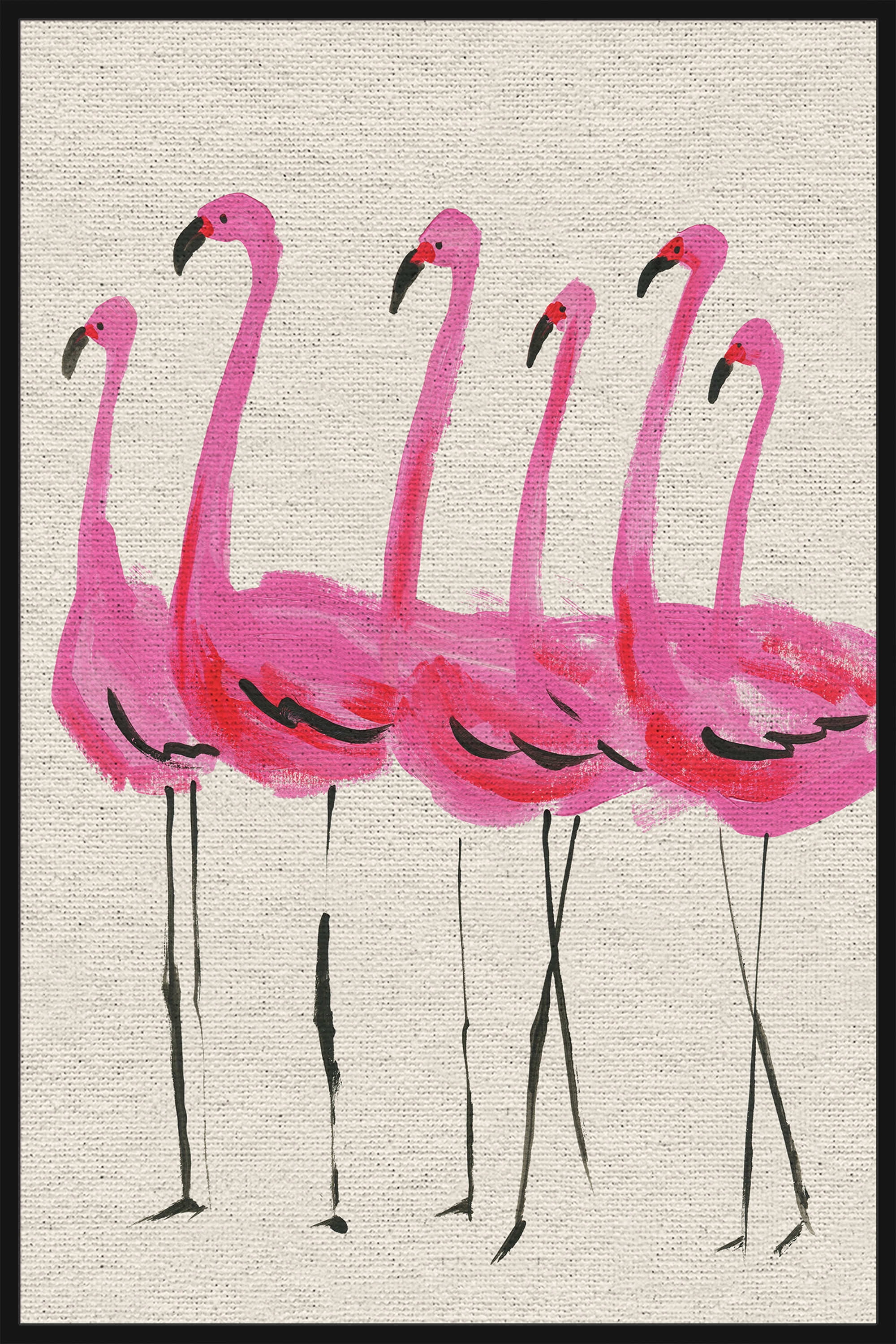 Flamants Roses Floater Framed Painting Print on Canvas
