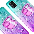 thumbnail image 4 of SOGA Phone Cover Compatible for Samsung Galaxy A71 Liquid Floating Quicksand Case with Diamond Ring Stand for Magnetic Car Mount and Lanyard - Purple on Teal, 4 of 5