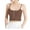 Coffee, variant on Camisole Tank with Built in Bra Ribbed Tops for Women Button Square Neck Going Out Spaghetti Strap Cami Undershirt