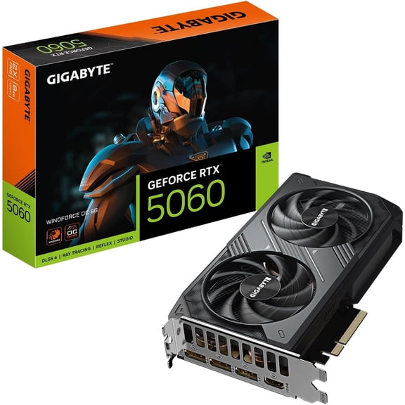 Gigabyte GV-N5060WF2OC-8GD GeForce RTX 5060 WINDFORCE OC 8G Graphics Card, Cooling System, 8GB 128-bit GDDR7, PCIe 5.0