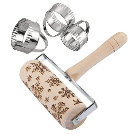 

BICOASU Embossed Rolling Pin Christmas Wooden Rolling Pins With Cookies For Baking
