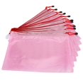 thumbnail image 1 of 10pcs Mesh Zipper Bag A4 File Folder PVC Transparent Information Pack Document OrganizerLight Pink, 1 of 11