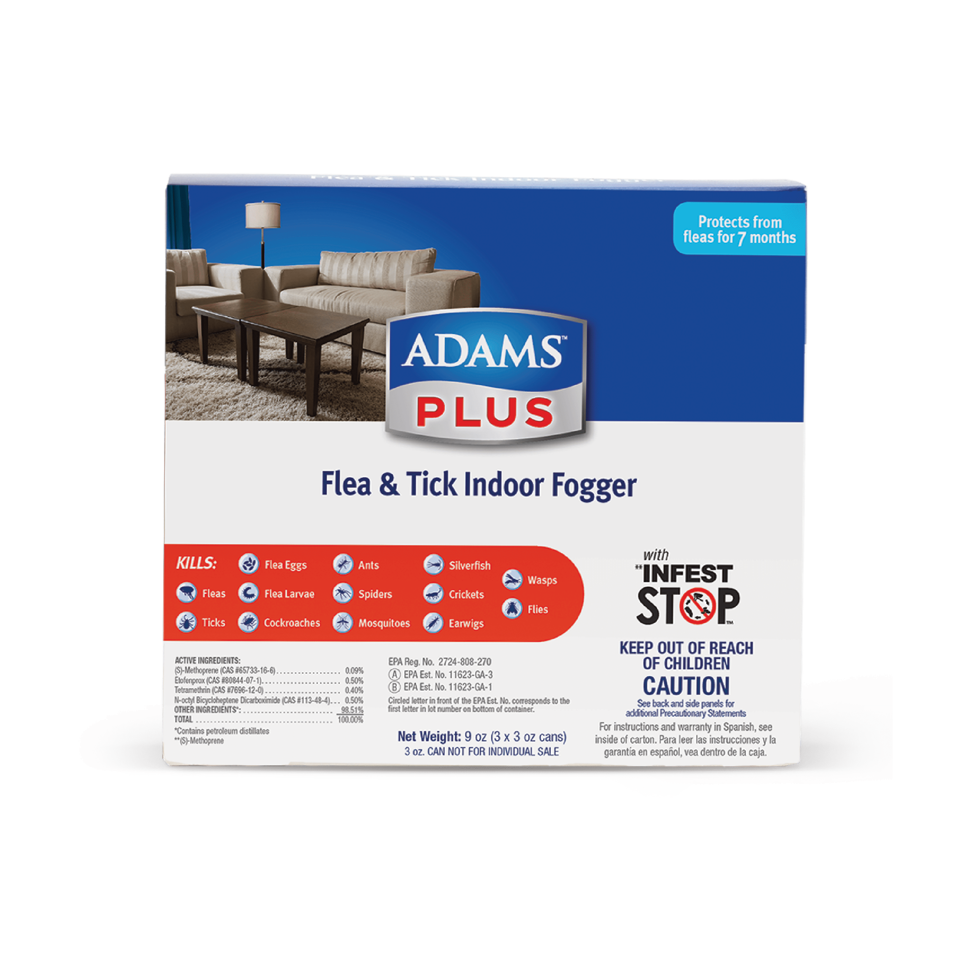 Adams Flea & Tick Indoor Fogger 3 Pack 3 Ounces