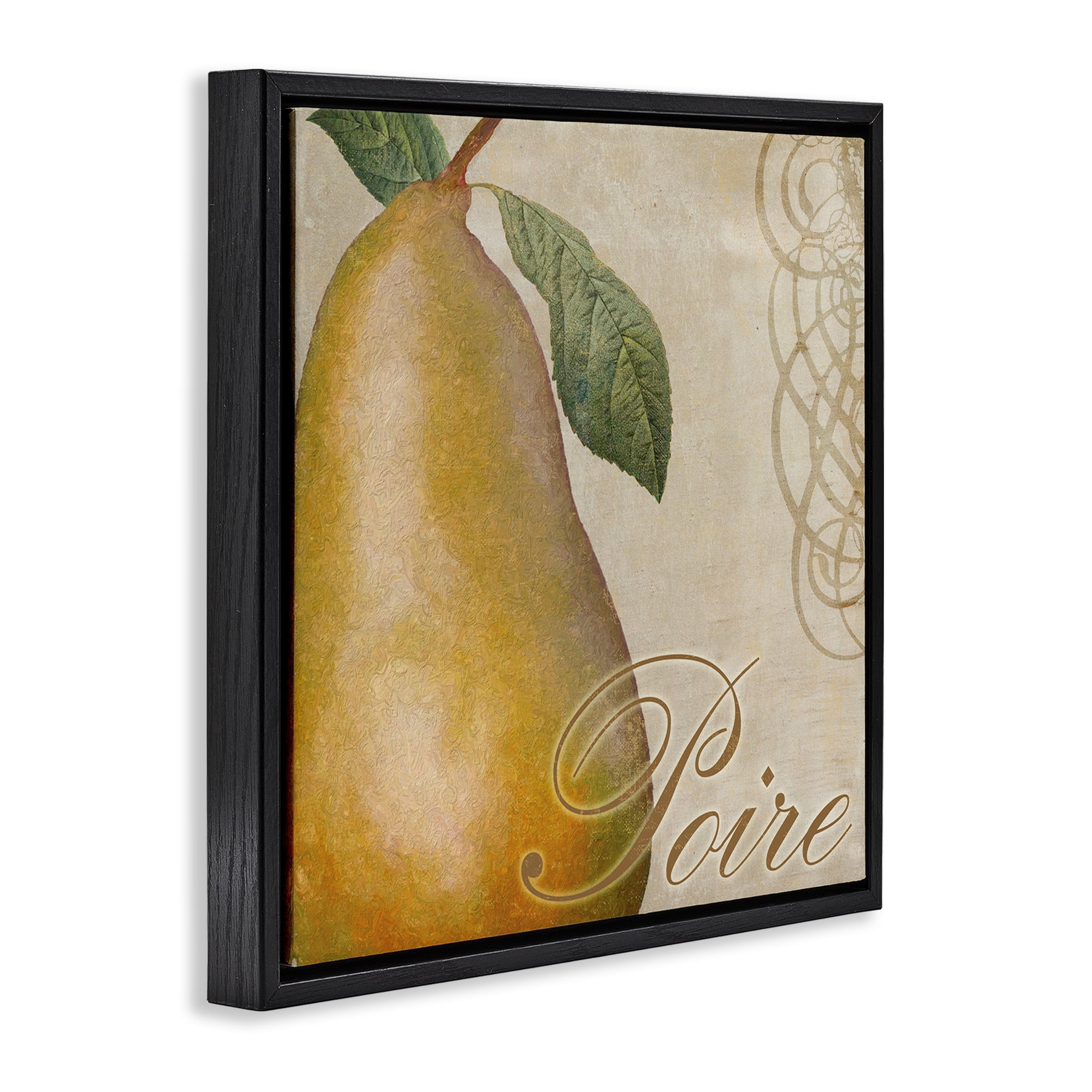 Stupell Industries Vintage French Pear Food & Beverage Painting Black Floater Framed Canvas Art Print Wall Art, 25 x 25