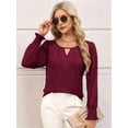 thumbnail image 6 of Womens Long Sleeve Tops Business Casual Blouses Dressy Work Office Summer Flowy Shirt 2025 Trendy Outfits Wine Red XXL, 6 of 8