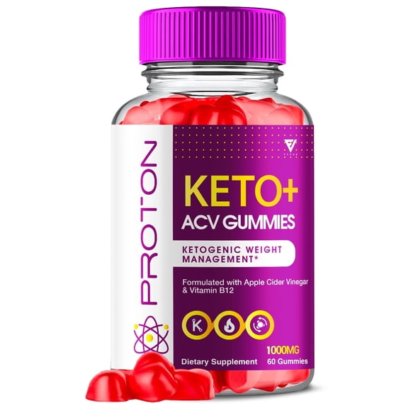 Proton Keto   ACV 1000mg Gummies Apple Cider Vinegar Vitamin B12 Vitamin B6 Gut Health and Digestion Support Gummy (60 Gummies)