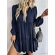 thumbnail image 5 of Vestidos Cortos de Larga para Mujer, Cuello en V, Informales, Holgados, con Vuelo, con , Estilo Bohemio para Vacaciones, para Otoño Azul Marino M, 5 of 9