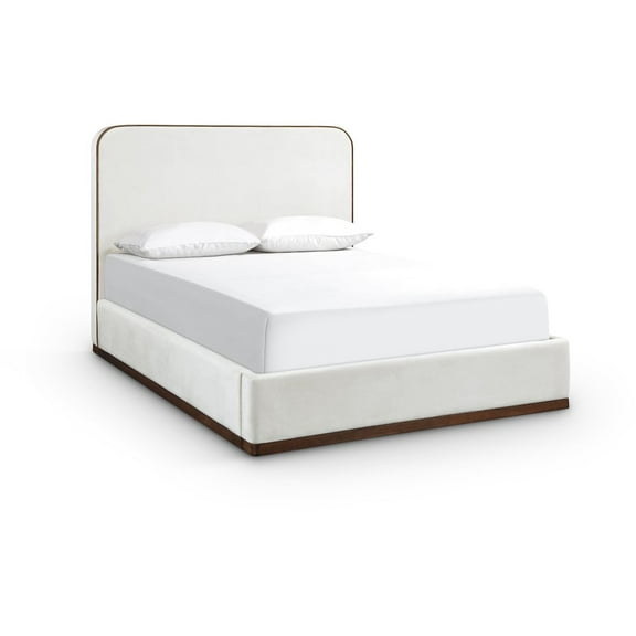 Meridian Furniture Rava Cream Velvet Upholstered Queen Bed