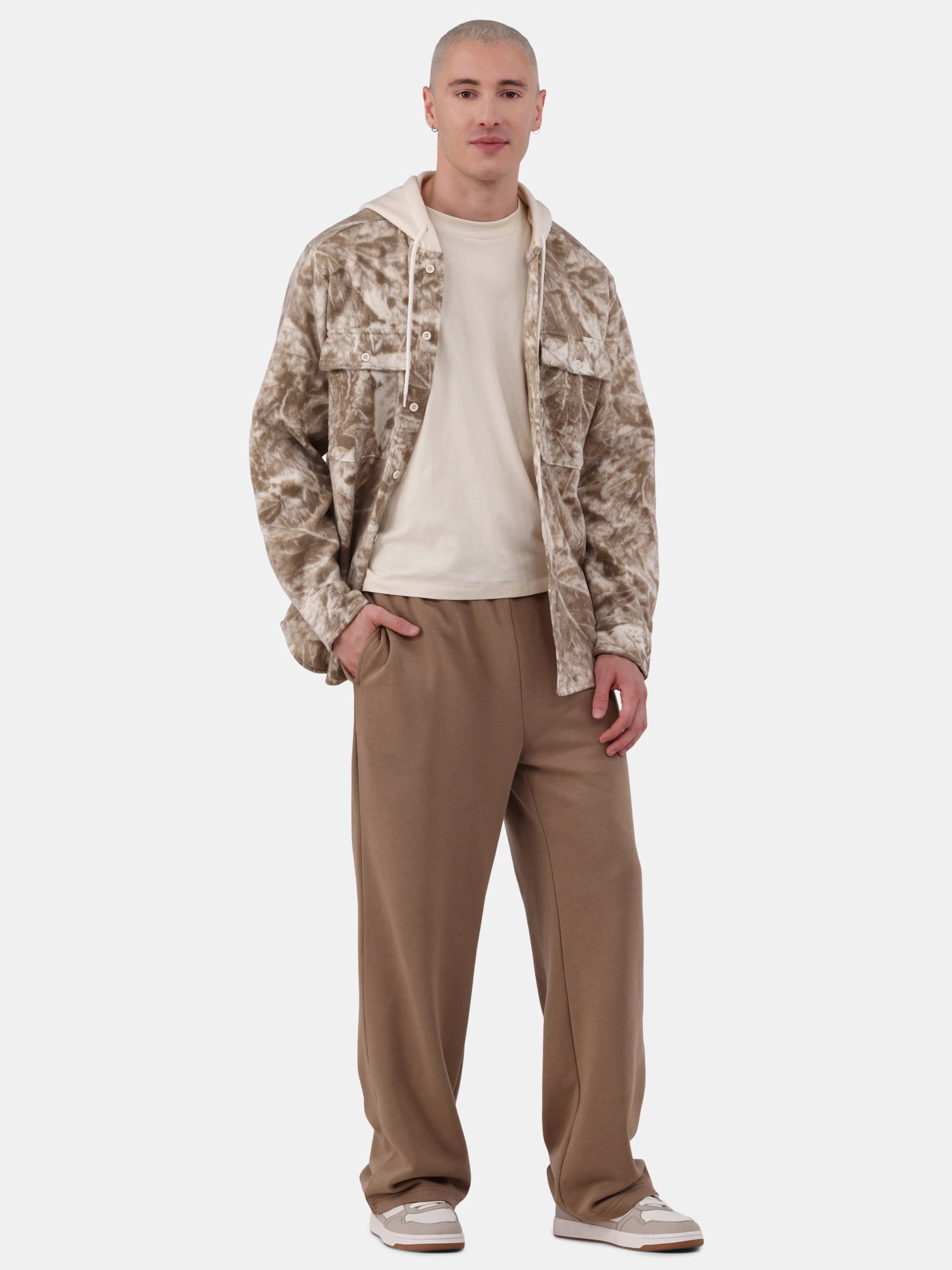 No Boundaries Men's & Big Men's Polar Fleece Hooded Button Up Jacket, Sizes XS-5XL