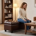 thumbnail image 2 of CQSXDA Functional  Storage Ottoman Bench 50.25 Inch with Safety Hinges for Living Dining Room and Hallway, Brown-PU Leather, 2 of 7