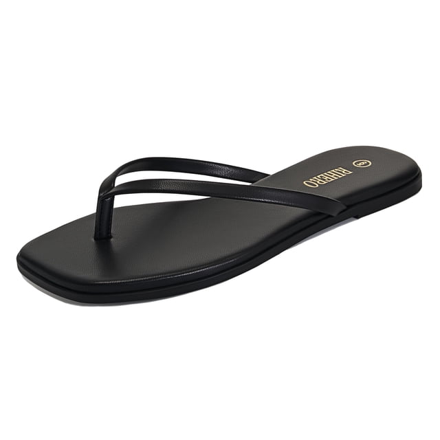 Chanclas Rihero de piel negra para mujer, talla 8