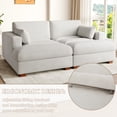 thumbnail image 2 of DREAMSIDEA Sea Salt Grey Chaise Lounge Indoor Furniture Upholstered Sofa Corduroy Couch Bed with Armrest for Living Room,Bedroom, 2 of 6